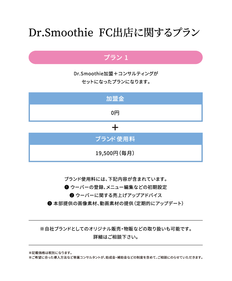 Dr.Smoothie FC出店に関するプラン