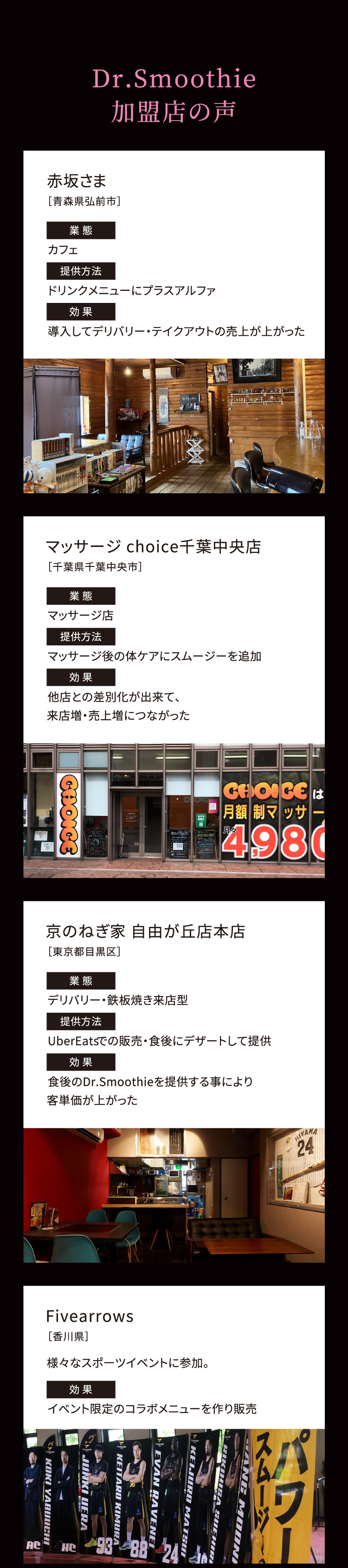 Dr.Smoothie加盟店の声